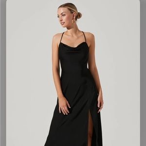 ASTR The Label black dress cowl slip midi dress